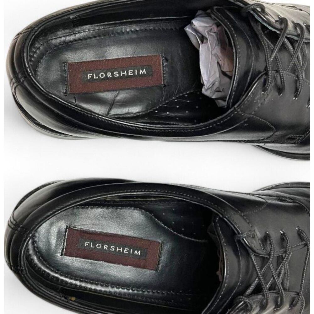 FLORSHEIM Men's Black Leather Cap Toe Oxford, Size 12D - Picture 8 of 10